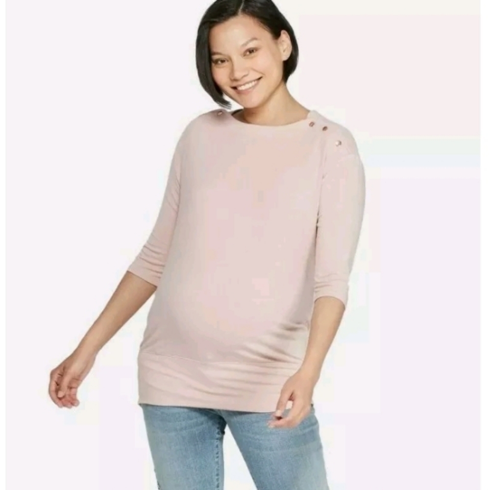 NWT Maternity 3/4 Sleeve Snap Shoulder Nursing large